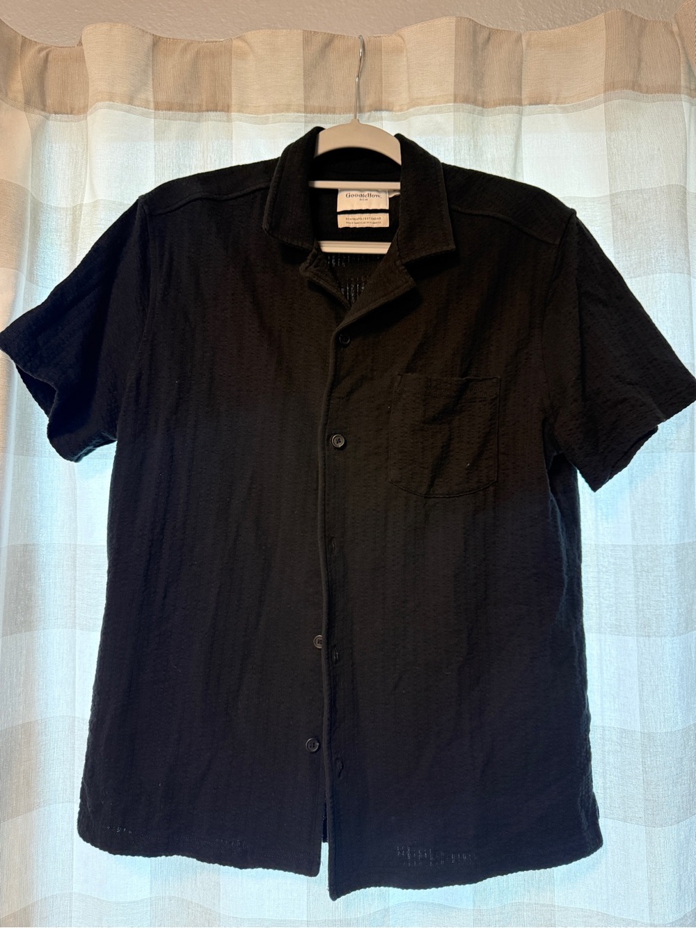 Goodfellow & Co Black Short-Sleeve Button-Down Camp Shirt
